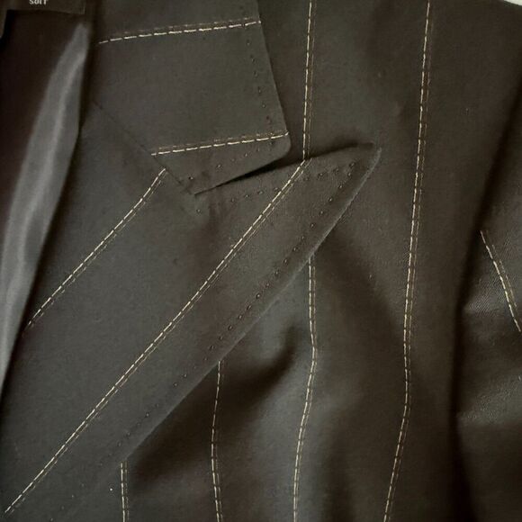 Anne Klein Black Pantsuit with brown Pinstripes - Picture 6 of 17
